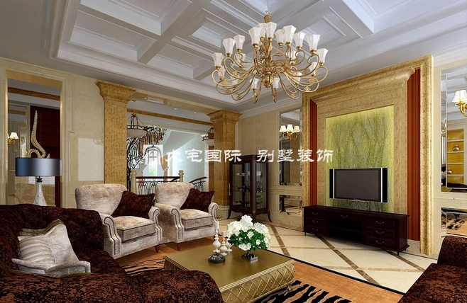 欧式别墅设计客厅全景赏析
