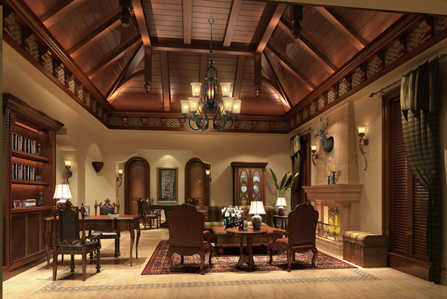 大堂美式风格别墅效果图借鉴