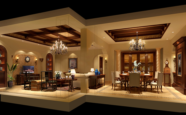 客厅美式风格别墅效果图借鉴