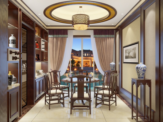 别墅中式装修，注重以人为本的设计原则。