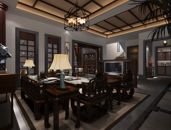 别墅中式装修效果，强调的是品质与质量。