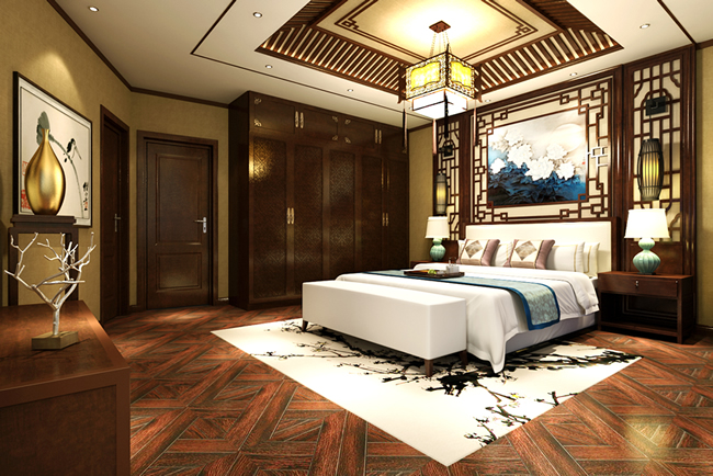 别墅卧室设计效果图，注重的是视觉感受。